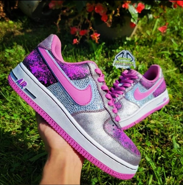 Nike Air Force 1 Custom Shoes Pink Leopard Swoosh Print Drip Sneakers All  Sizes