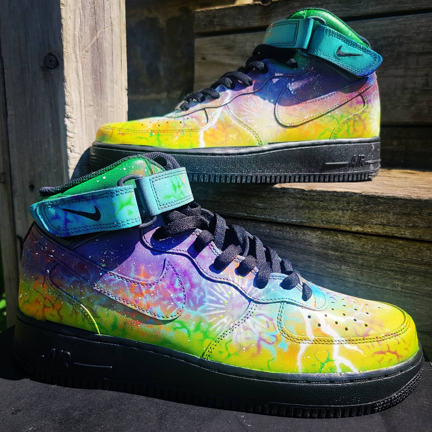 Custom galaxy best sale air force ones